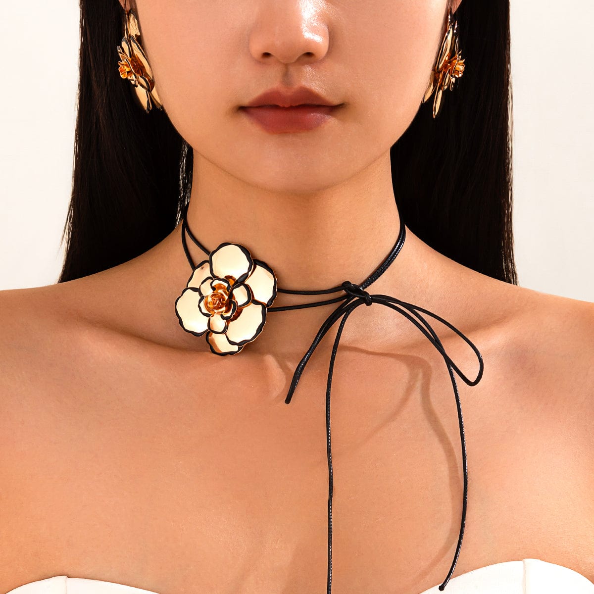 Chic Enamel Flower Wax Cord String Necklace - ArtGalleryZen