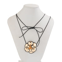 Thumbnail for Chic Enamel Flower Wax Cord String Necklace - ArtGalleryZen