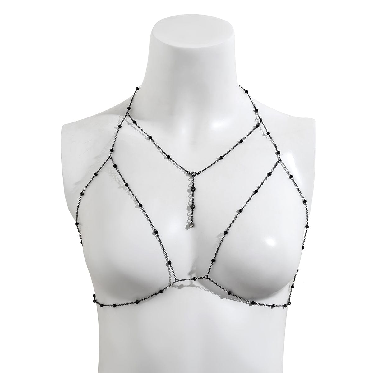 Chic Enamel Hollowed-Out Crystal Charm Ball Chain Bra - ArtGalleryZen