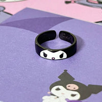 Thumbnail for Chic Enamel Kuromi Carved Baku Pattern Matching Ring