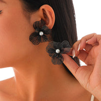 Thumbnail for Chic Enamel Pearl Floral Pattern Earrings