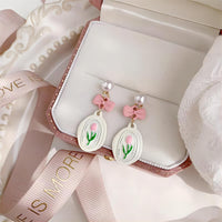 Thumbnail for Chic Enamel Pink Tulip Earrings - ArtGalleryZen