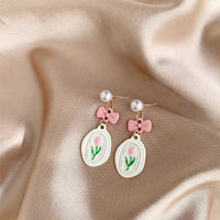 Thumbnail for Chic Enamel Pink Tulip Earrings - ArtGalleryZen
