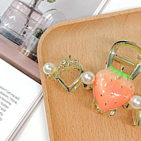 Thumbnail for Chic Enamel Strawberry Heart Hair Claw Clip - ArtGalleryZen