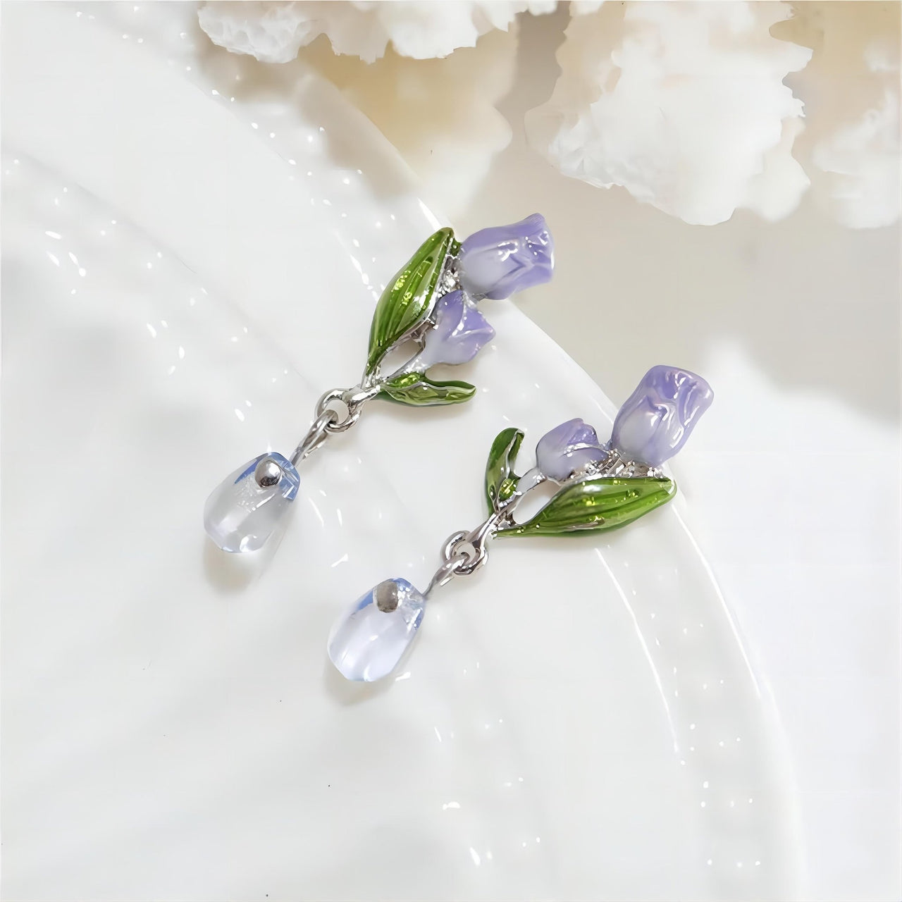 Chic Enamel Tulip Dangle Earrings - ArtGalleryZen