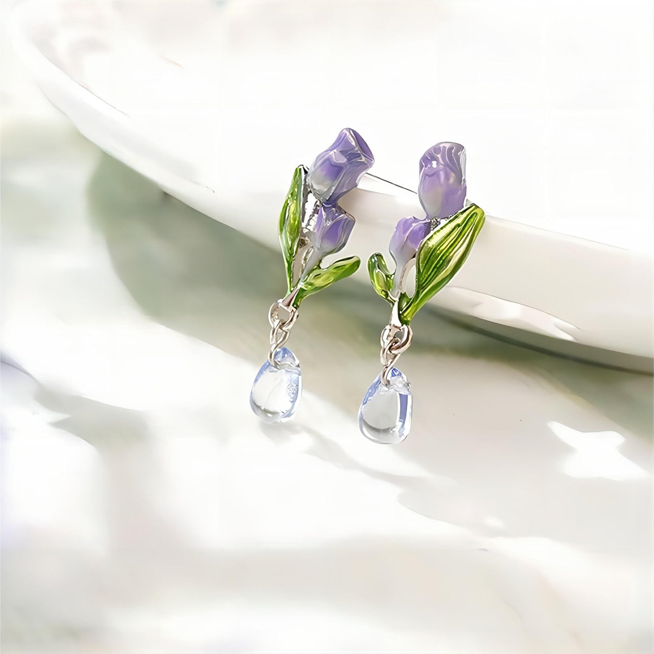 Chic Enamel Tulip Dangle Earrings - ArtGalleryZen