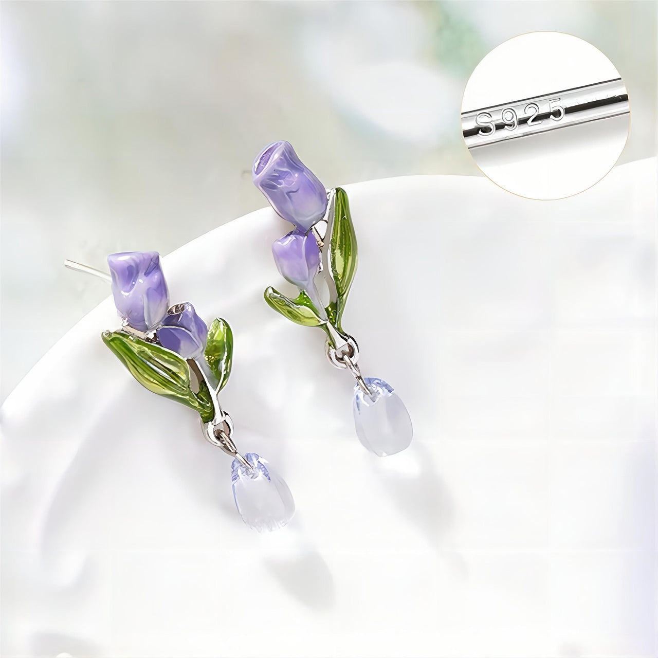 Chic Enamel Tulip Dangle Earrings - ArtGalleryZen