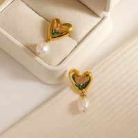 Thumbnail for Chic Enamel Tulip Heart Pearl Earrings - ArtGalleryZen