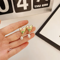 Thumbnail for Chic Enamel Tulip Heart Pearl Earrings - ArtGalleryZen