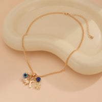 Thumbnail for Chic Evil Eye Elephant Lucky Horseshoe Pendant Cable Chain Necklace - ArtGalleryZen