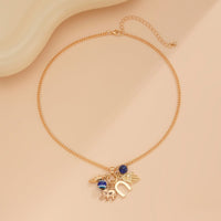 Thumbnail for Chic Evil Eye Elephant Lucky Horseshoe Pendant Cable Chain Necklace - ArtGalleryZen