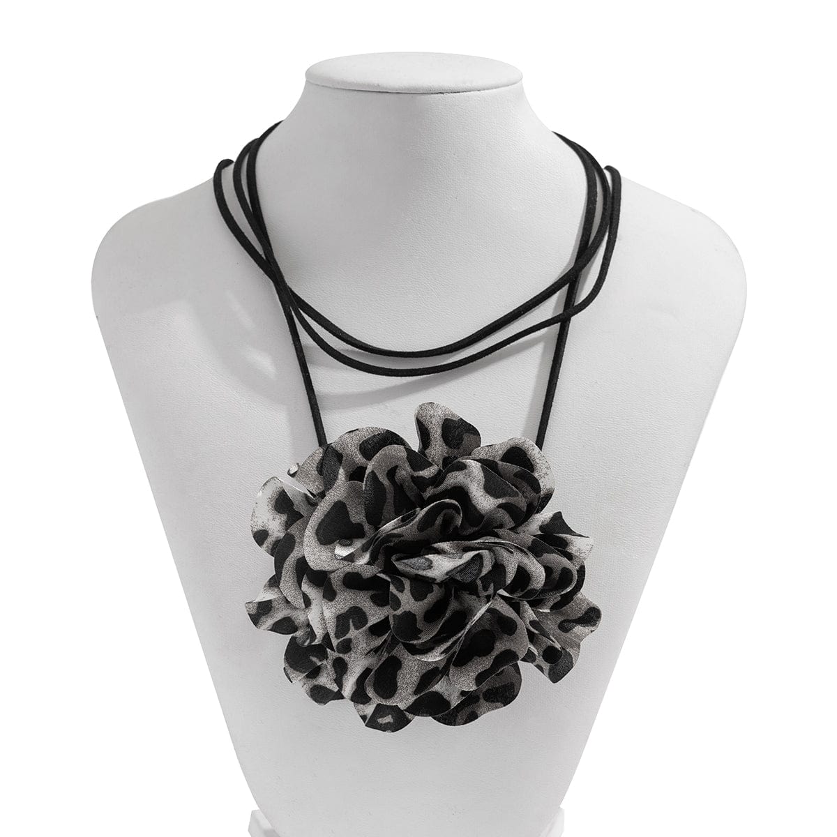 Chic Fabric Leopard Flower Wax Cord String Necklace