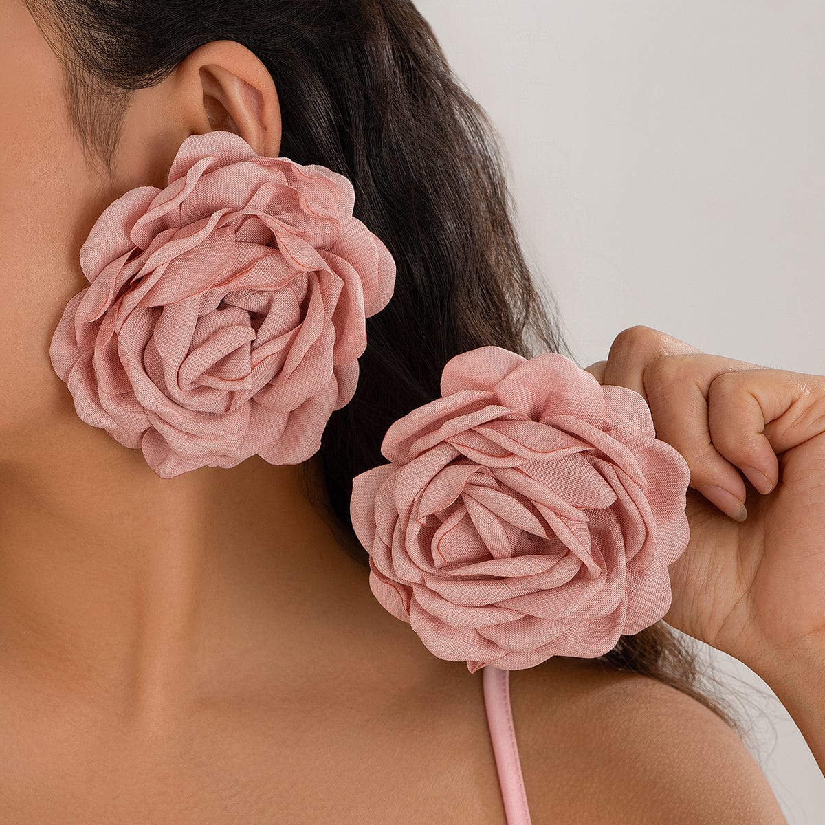 Chic Fabric Rose Flower Stud Earrings - ArtGalleryZen
