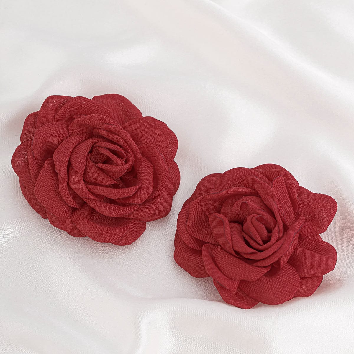 Chic Fabric Rose Flower Stud Earrings - ArtGalleryZen