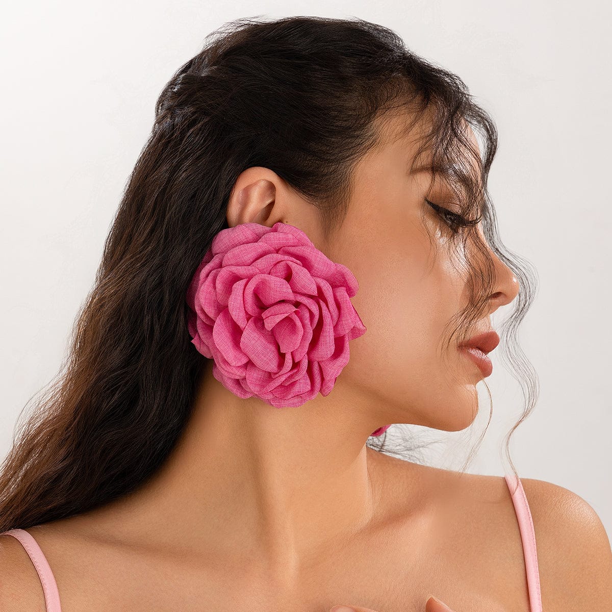 Chic Fabric Rose Flower Stud Earrings - ArtGalleryZen