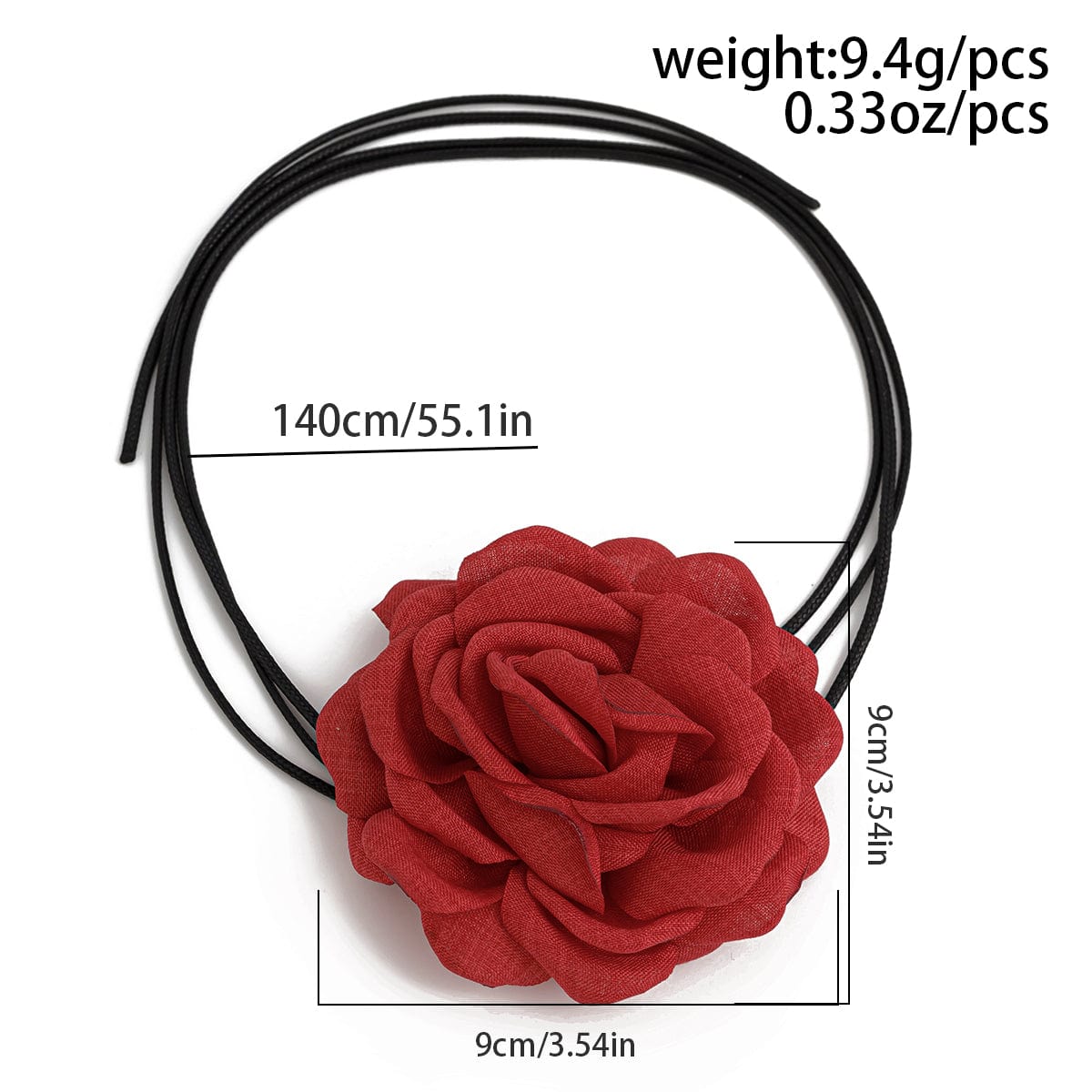 Chic Fabric Rose Flower Wax Cord String Necklace