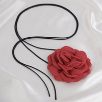 Thumbnail for Chic Fabric Rose Flower Wax Cord String Necklace