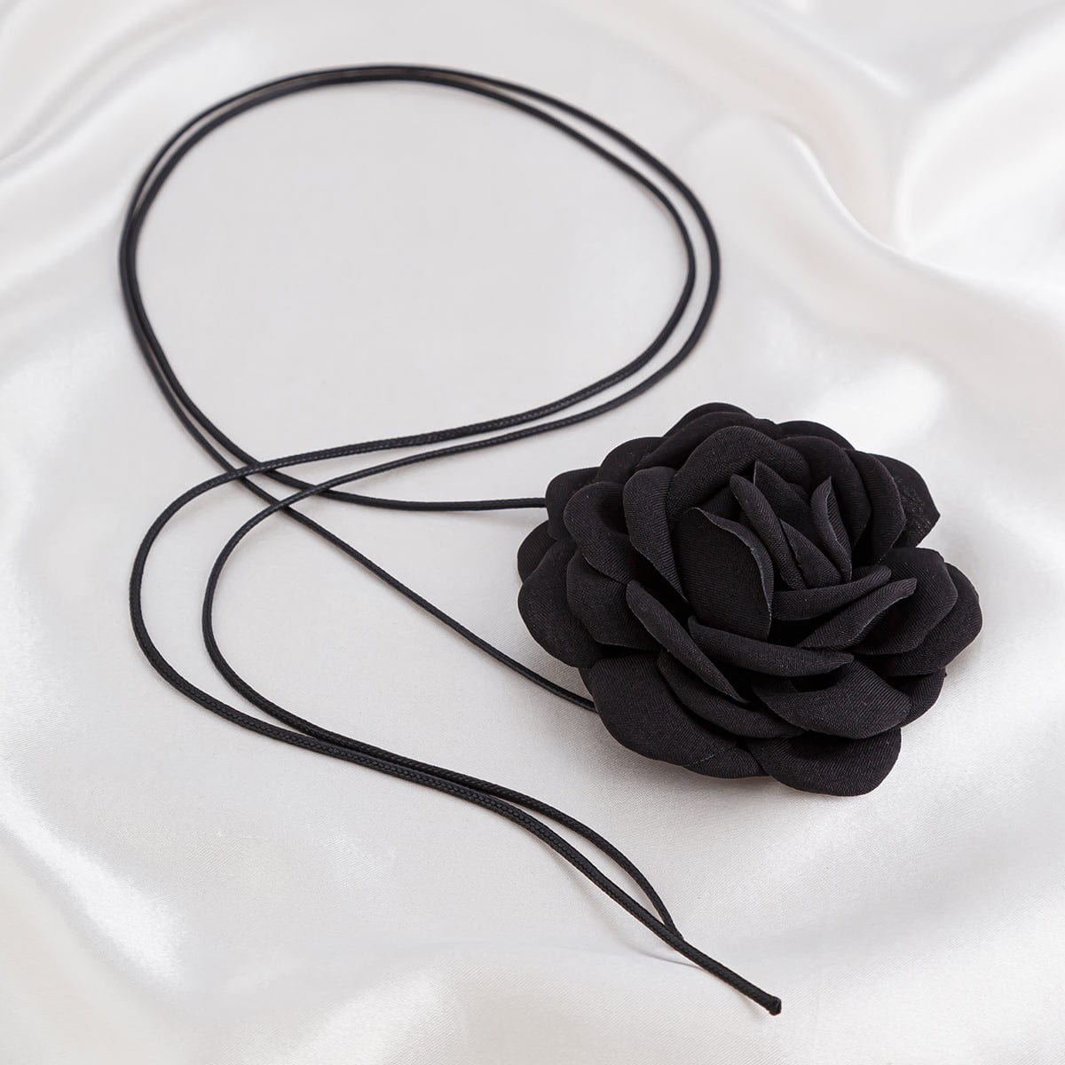 Chic Fabric Rose Flower Wax Cord String Necklace