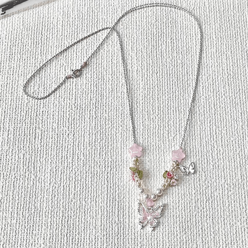 Chic Floral Butterfly Necklace - ArtGalleryZen
