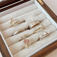 Thumbnail for Chic Floral Butterfly Pearl Ring Set - ArtGalleryZen