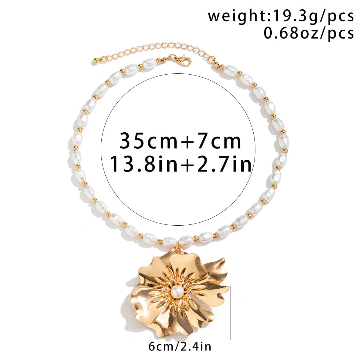 Chic Flower Pendant Pearl Chain Choker Necklace - ArtGalleryZen