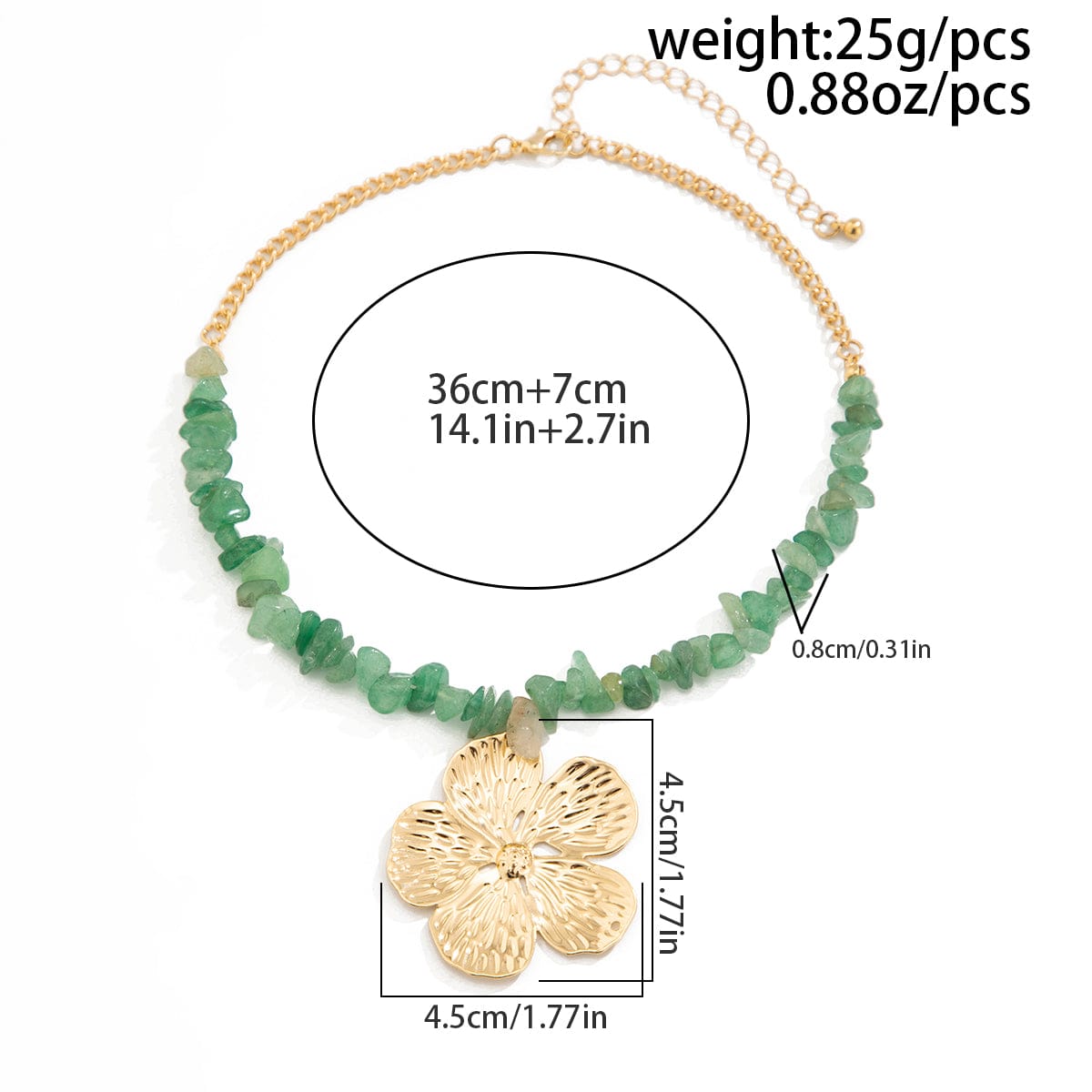 Chic Flower Pendant Turquoise Stone Chain Necklace - ArtGalleryZen