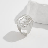 Thumbnail for Chic Frosted Gold Silver Tone Concave Ring