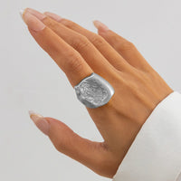 Thumbnail for Chic Frosted Gold Silver Tone Concave Ring