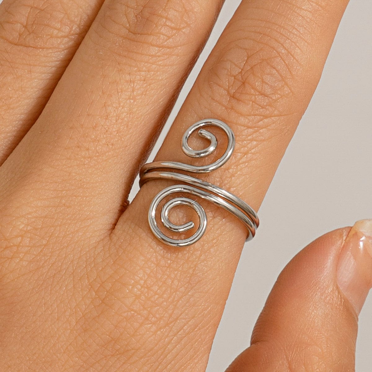 Chic Geometric Duo Spiral Ring