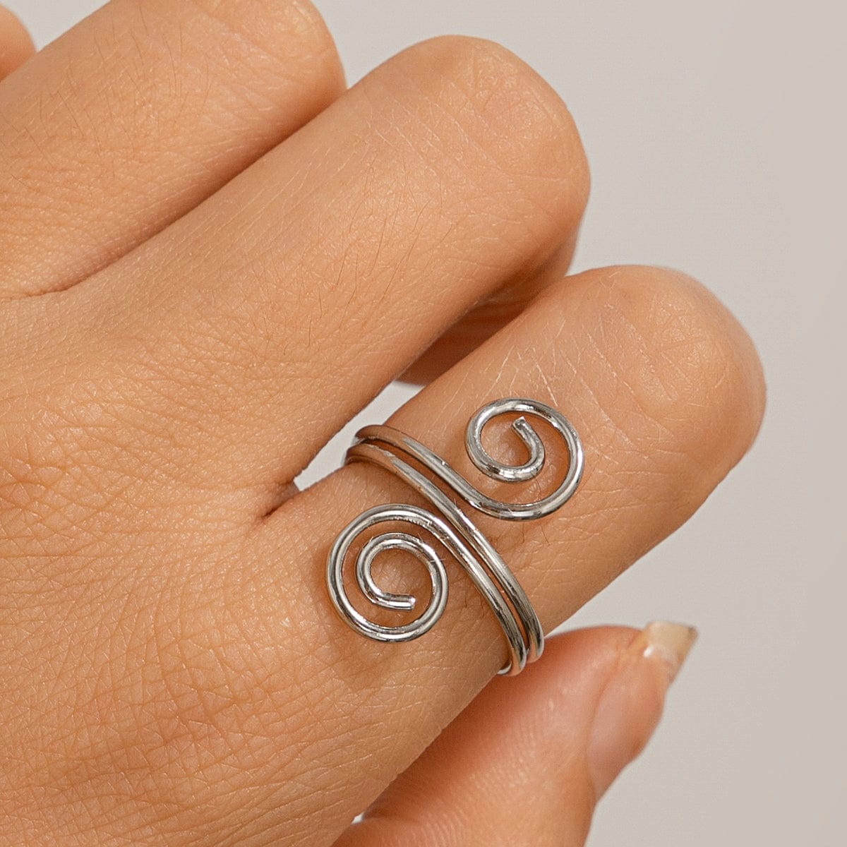 Chic Geometric Duo Spiral Ring