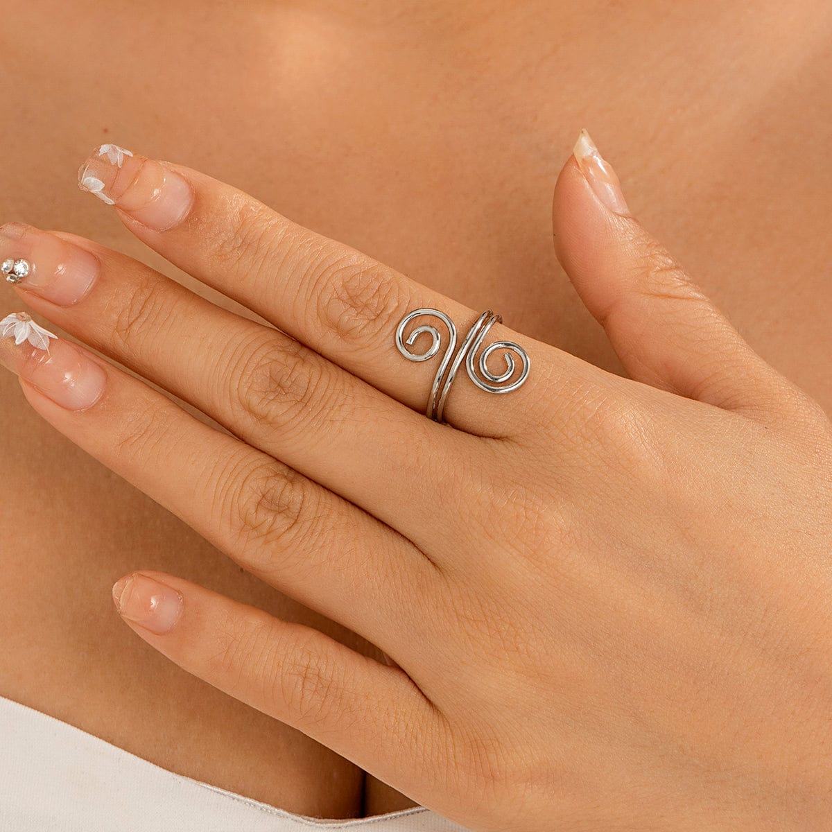 Chic Geometric Duo Spiral Ring