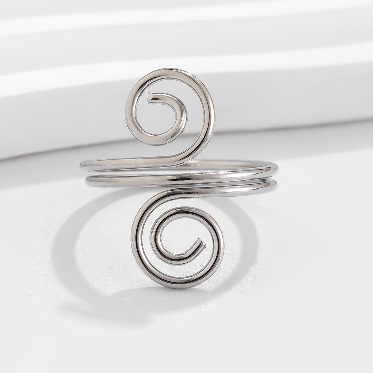 Chic Geometric Duo Spiral Ring