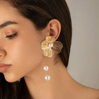 Thumbnail for Chic Geometric Floral Pearl Dangle Earrings