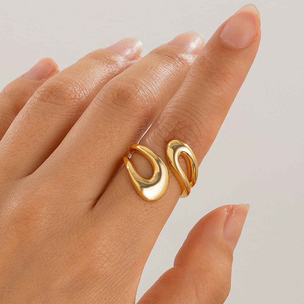 Chic Geometric Gold Silver Tone Hollow Ring