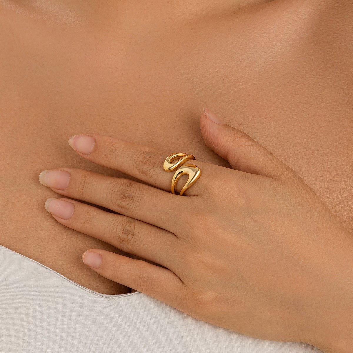 Chic Geometric Gold Silver Tone Hollow Ring