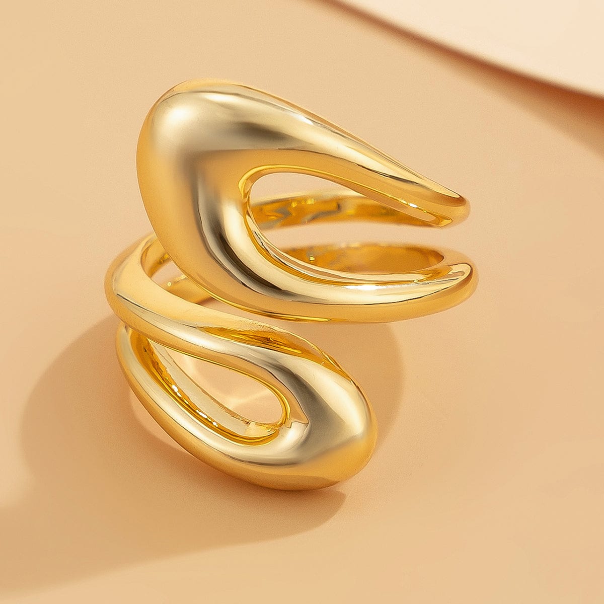 Chic Geometric Gold Silver Tone Hollow Ring