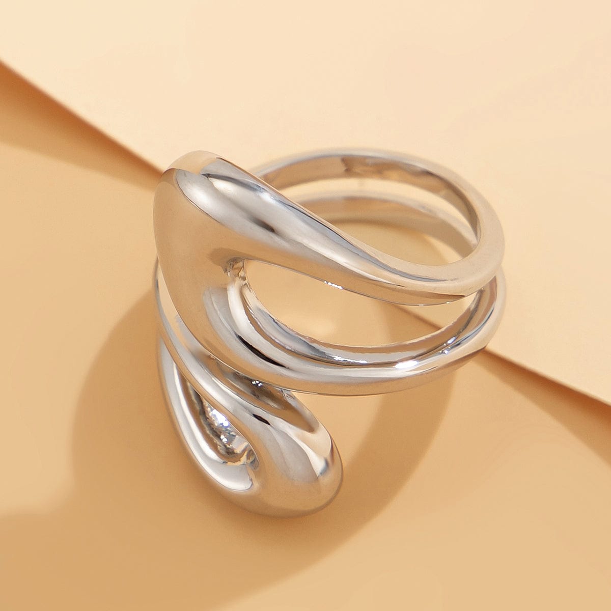 Chic Geometric Gold Silver Tone Hollow Ring