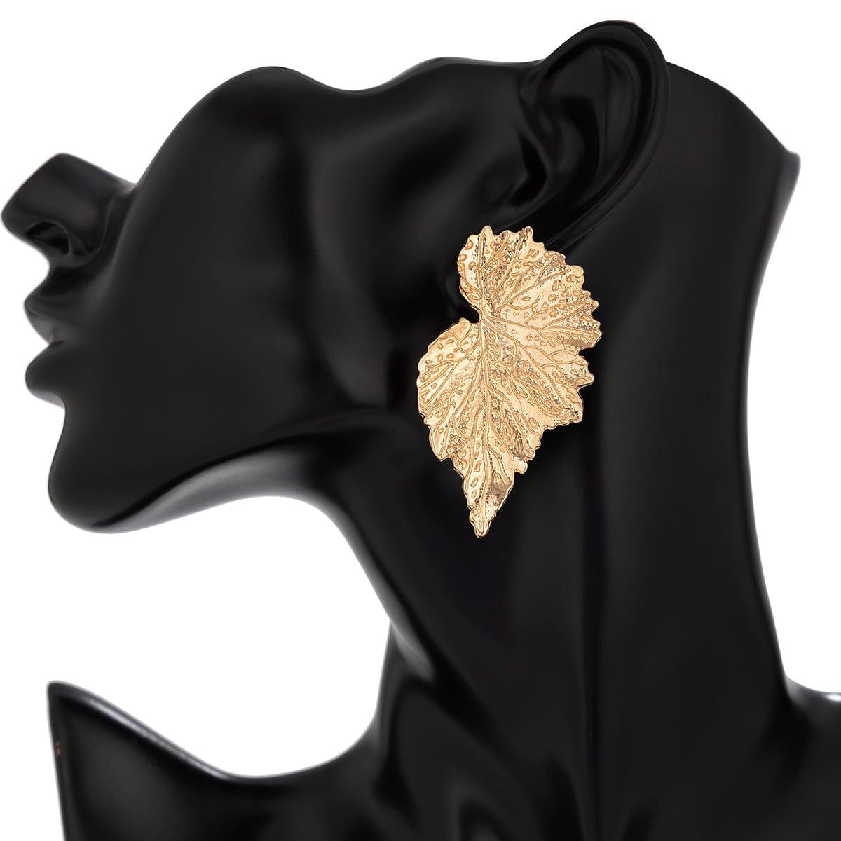 Chic Geometric Texured Maple Leaf Stud Earrings