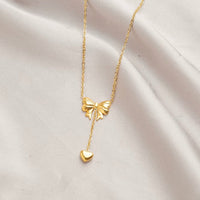 Thumbnail for Chic Gold Plated Bowknot Heart Pendant Y Necklace - ArtGalleryZen