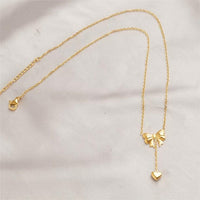 Thumbnail for Chic Gold Plated Bowknot Heart Pendant Y Necklace