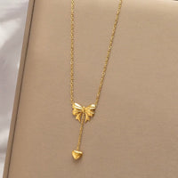 Thumbnail for Chic Gold Plated Bowknot Heart Pendant Y Necklace