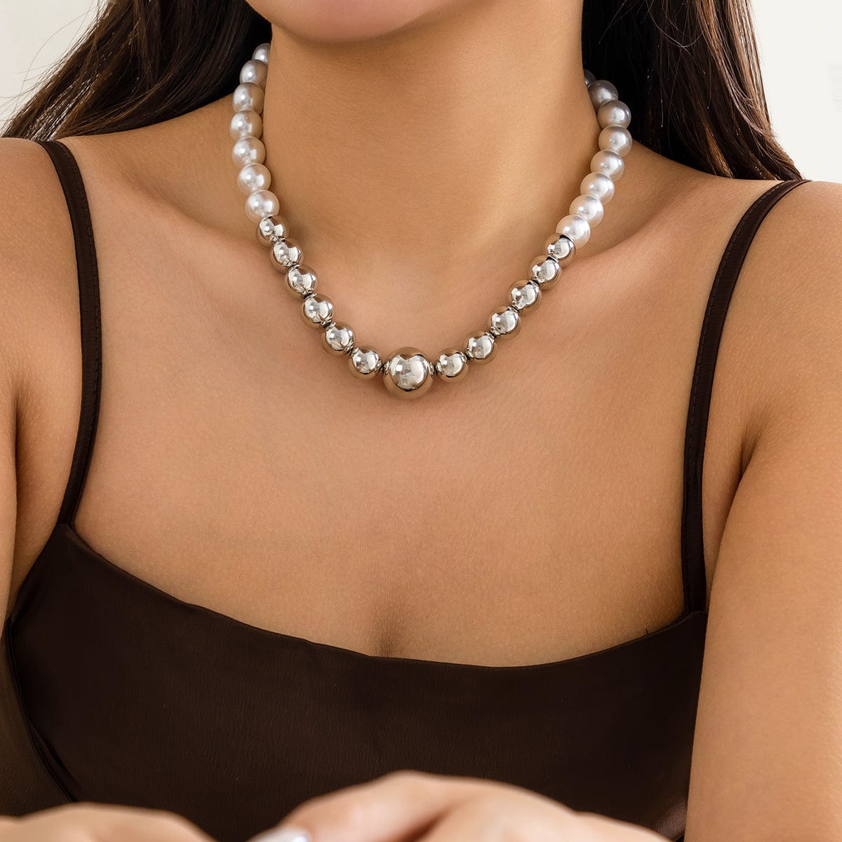 Chic Gold Plated Pearl Chain Choker Necklace - ArtGalleryZen