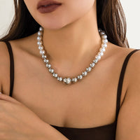 Thumbnail for Chic Gold Plated Pearl Chain Choker Necklace - ArtGalleryZen