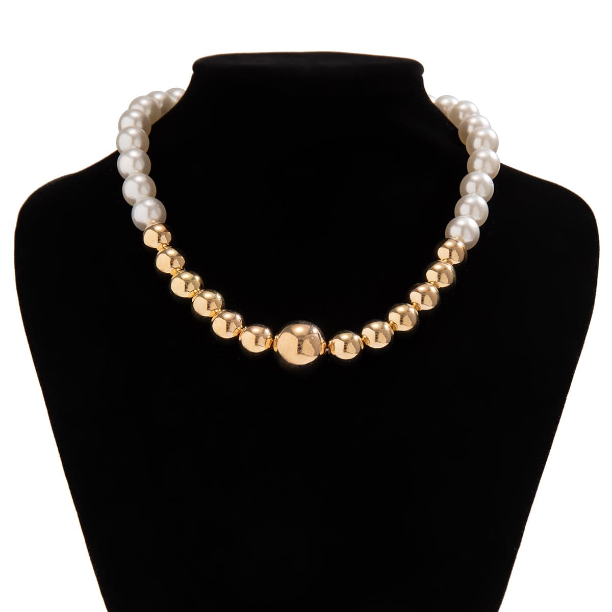 Chic Gold Plated Pearl Chain Choker Necklace - ArtGalleryZen