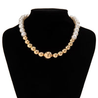 Thumbnail for Chic Gold Plated Pearl Chain Choker Necklace - ArtGalleryZen