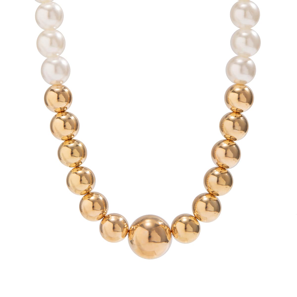 Chic Gold Plated Pearl Chain Choker Necklace - ArtGalleryZen