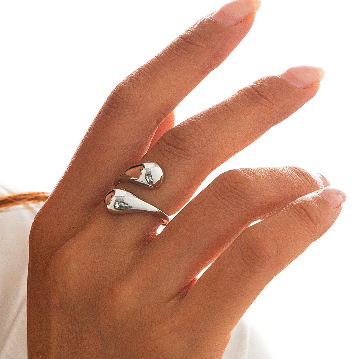 Chic Gold Silver Plated Abstract Waterdrop Ring - ArtGalleryZen