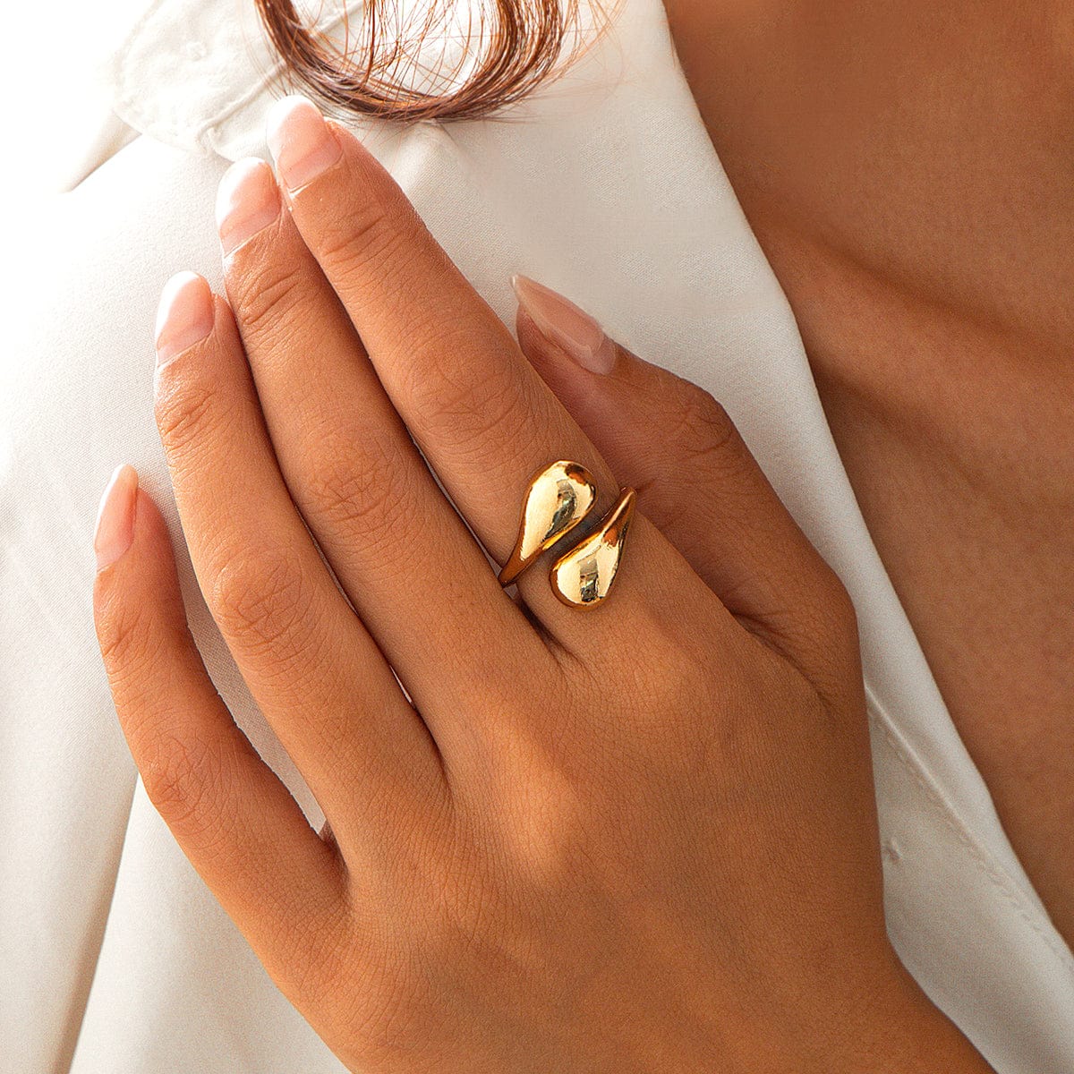 Chic Gold Silver Plated Abstract Waterdrop Ring - ArtGalleryZen