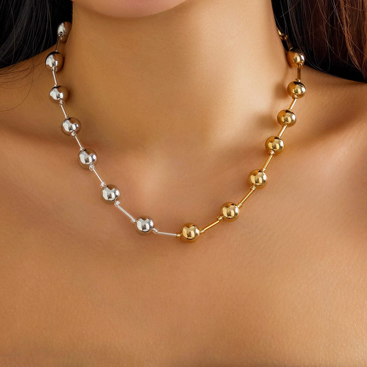 Chic Gold Silver Plated Ball Chain Necklace - ArtGalleryZen