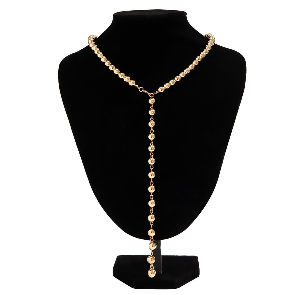 Chic Gold Silver Plated Ball Chain Y Necklace - ArtGalleryZen